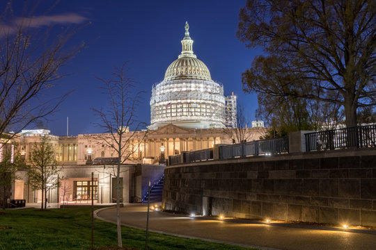 The U.S. Capitol Building with reduced scaffolding as a part of