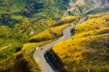 Road snaking through landscape