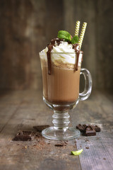 Summer cold drink chocolate frappuccino.