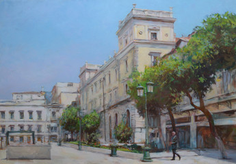 Obraz premium Ulice Aten, Grecja, ręcznie robione obrazy