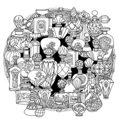 Black and white fantasy vintage perfumes. © br_mary