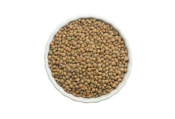 Red lentils in a ceramic pot