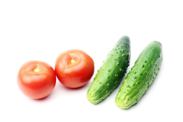 Ripe vegetables isolated on white background