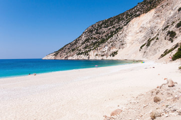 Fototapeta na wymiar Beautiful Myrtos beach on Kefalonia Island