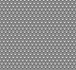 Seamless geometric grey metal circles set checkers pattern.