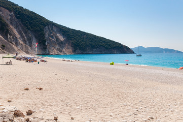 Fototapeta na wymiar Beautiful Myrtos beach on Kefalonia Island