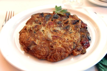 Vegetable omelette  on plate Spain