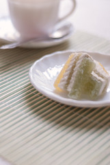marmalade on a white plate.
