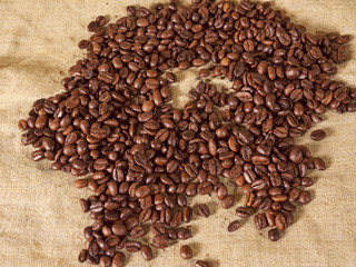 scattered coffee bean