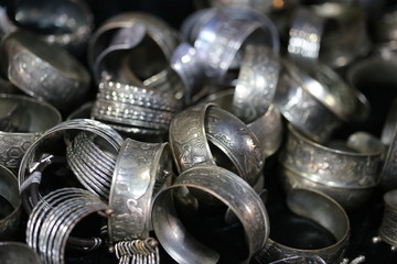 silver bracelet background, Thai style - 107707752