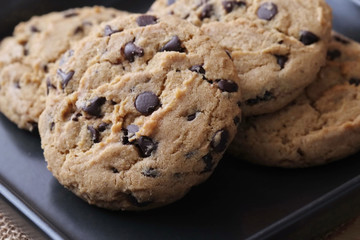 macro chocolate chip cookie