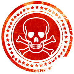 Poison sign background, grunge red rubber stamp on a solid white