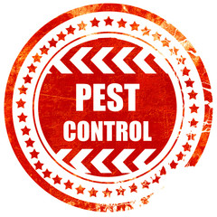 Pest control background, grunge red rubber stamp on a solid whit