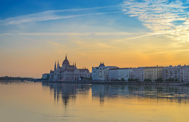 Fototapeta na wymiar Budapest city skyline when sunrise, Hungary