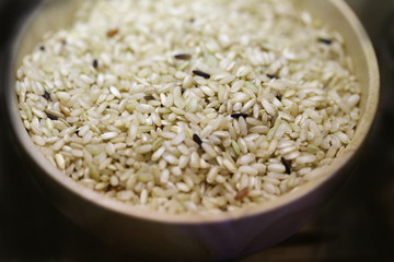 raw rice in basket