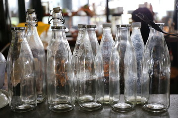 clear glass bottle