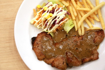pork stake with french fried