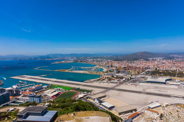View from the top of the rock of Gibraltar on the city