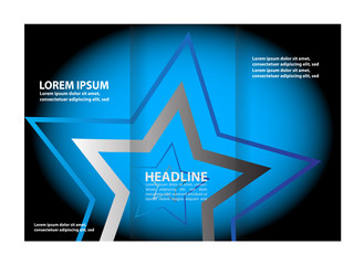 Tri-fold brochure template design, business leaflet, booklet wave
