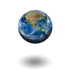 world floating on white background, including elements furnished