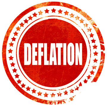 Deflation sign background, grunge red rubber stamp on a solid wh