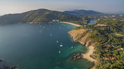 aerial view of west of phuket island beach in andaman southern o - obrazy, fototapety, plakaty
