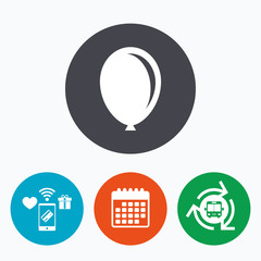 Balloon sign icon. Birthday air balloon.