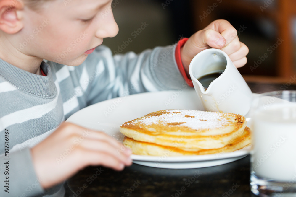 Sticker boy eating breakfast