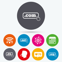 Top-level domains signs. Com, Eu, Net and Org.