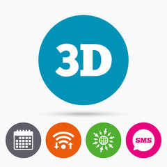 3D sign icon. 3D New technology symbol.