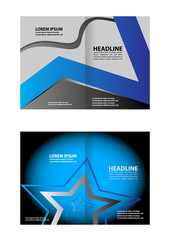 Vector modern bi-fold brochure design template with red background
