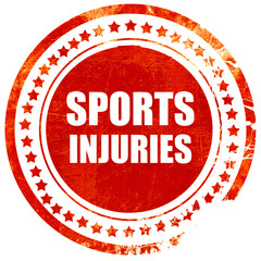 sports injuries, grunge red rubber stamp on a solid white backgr