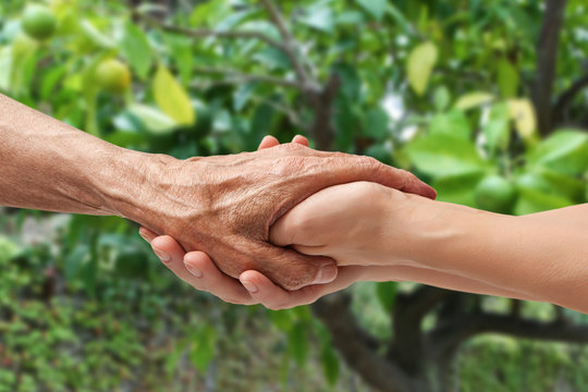 Hands of an elderly senior