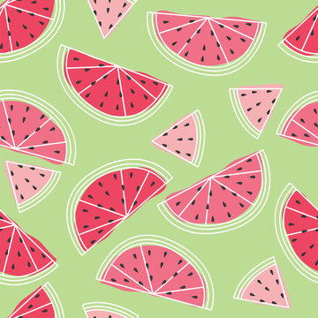 Seamless water melon with white outline
