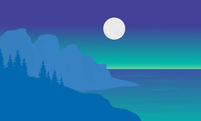 Silhouette of sea and moon