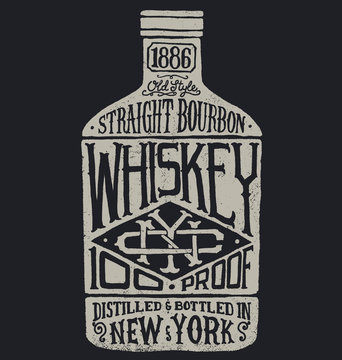 Whiskey bottle with vintage typography