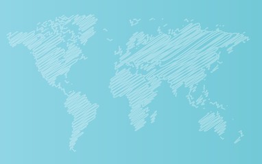 Hand drawn world map vector illustration.
