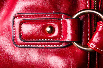 fittings on the leather hand bag