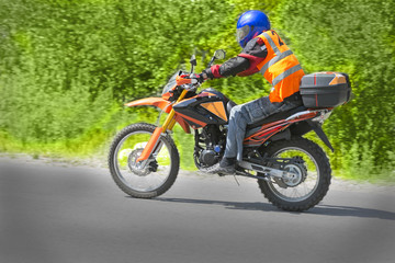 motorcyclist biker fast riding