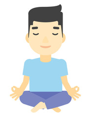 Man meditating in lotus pose.