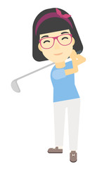 Golf player hitting the ball.