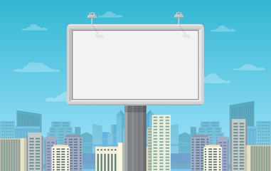 Big blank billboard in cityscape background shape. Vector illustration.