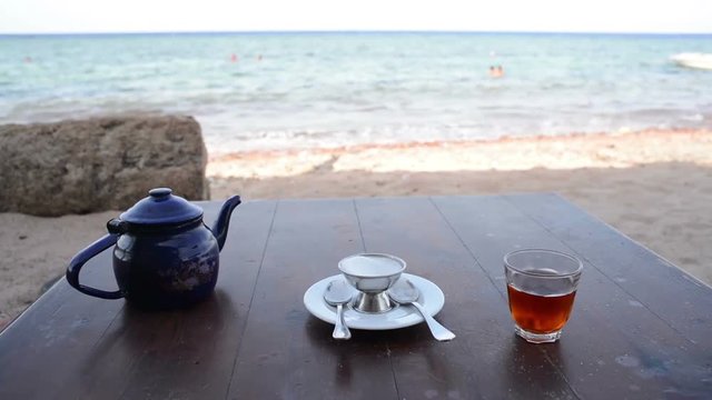 Drink tea at the beach in Dahab, Egypt