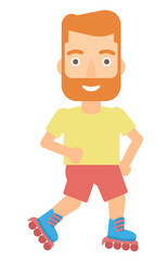 Sporty man on roller-skates.