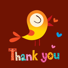 thank you card with cute bird