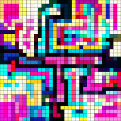 psychedelic beautiful small colored pixels seamless pattern