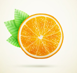 fresh orange with leaves