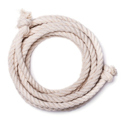 Rope isolated on a white background, top view