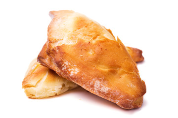 Homemade pastries, puffs with cheese isolated on white background