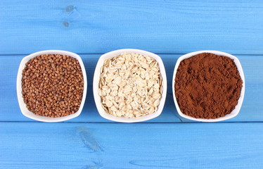 Natural ingredients and products containing magnesium and dietary fiber, healthy nutrition